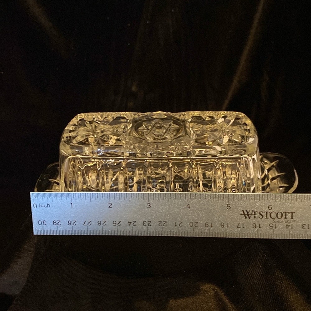 Vintage anchor hocking, crystal butter dish (star of David cut) - Picture 2 of 3